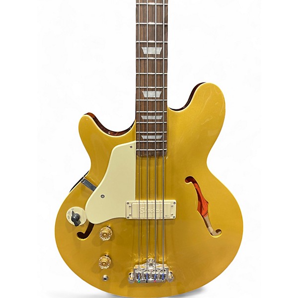 Used Epiphone Jack Casidy Bass Left Handed Gold Top Electric Bass Guitar