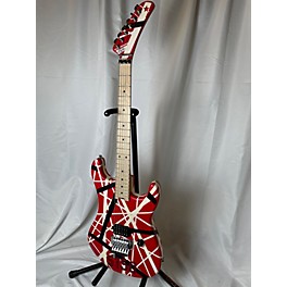 Used Evh Used EVH Striped Series 5150 Red With Black And White Stripes Solid Body Electric Guitar