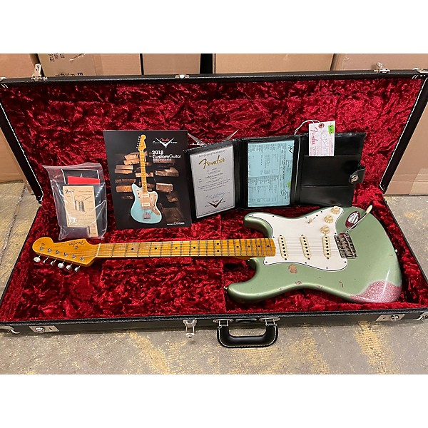 Used Fender Used 2018 Fender Limited '64 Special Strat Relic AGED SAGE GREEN METALLIC OVER CHAMPAGNE SPARKLE Solid Body El...