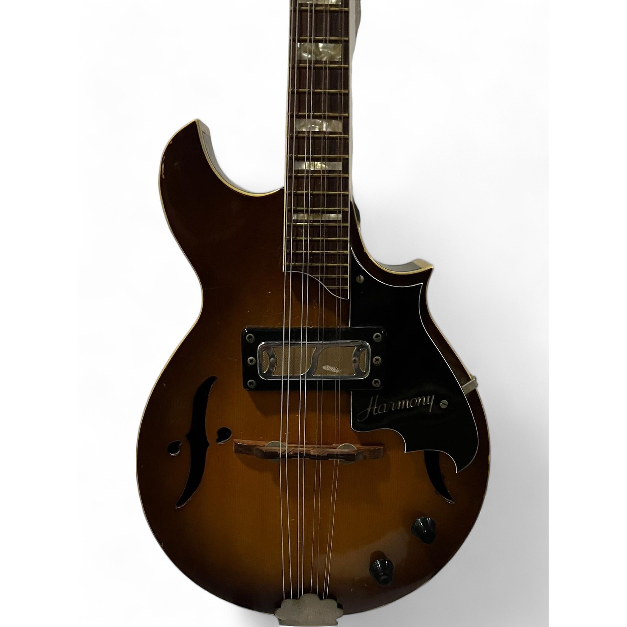 Vintage 1970s Harmony Bat Wing 2 Color Sunburst Mandolin 2