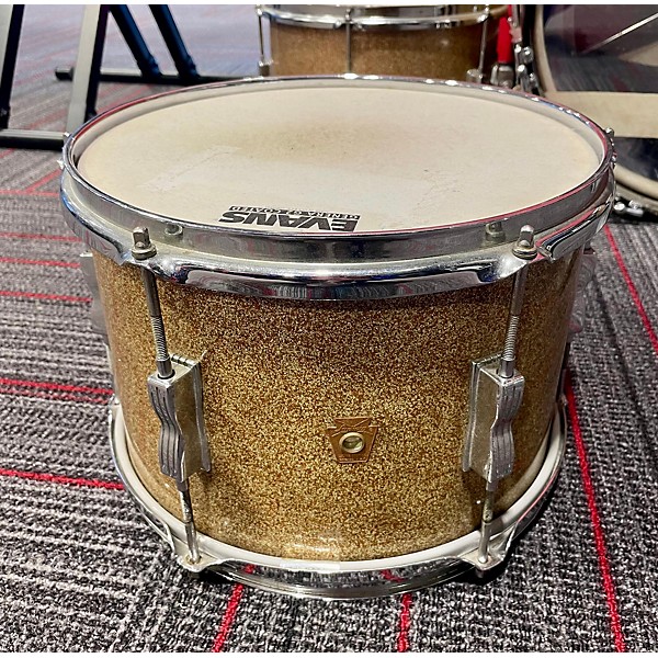 Vintage Ludwig 1965 5pc Kit Gold Sparkle W/Chrome Snare Drum Kit