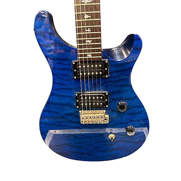 Used PRS Used PRS SE Custom 24 Blue Ghost Flames Solid Body Electric Guitar