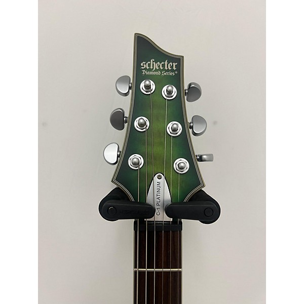 Used Schecter Guitar Research Used 2021 Schecter Guitar Research C1 Platinum Green Burst Solid Body Electric Guitar