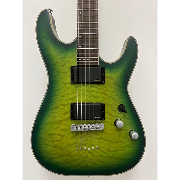 Used Schecter Guitar Research Used 2021 Schecter Guitar Research C1 Platinum Green Burst Solid Body Electric Guitar