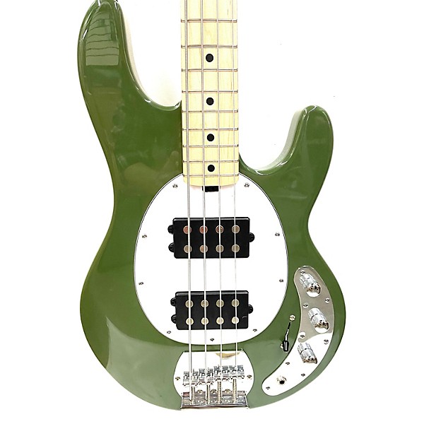 Used Used Sterling Sting Ray OLive Green Electric Bass Guitar