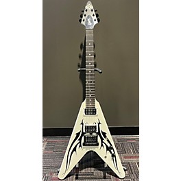 Used Gibson Used 2009 Gibson Tribal Flying V White With Black Tribal Print Solid Body Electric Guitar