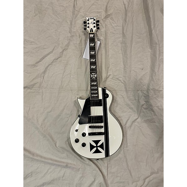 Used Used 2020s ESP Signature Series James Hetfield Iron Cross Left Handed Strung Right Handed White And Black Electric Gu...