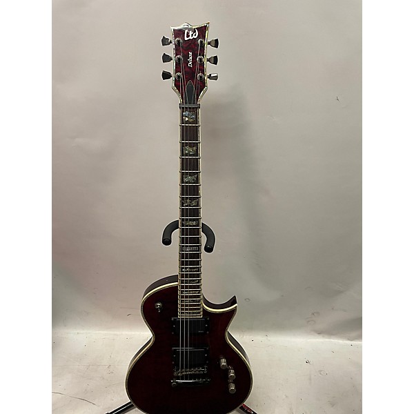 Used ESP Used ESP EC1000QM Black Cherry Solid Body Electric Guitar