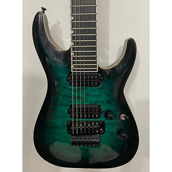 Used Used ESP E-II Horizon FR-7 7-String With Floyd Rose Turquoise Solid Body Electric Guitar