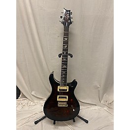 Used PRS Used PRS SE Custom 24 Quilted Carved Top Black Gold Solid Body Electric Guitar