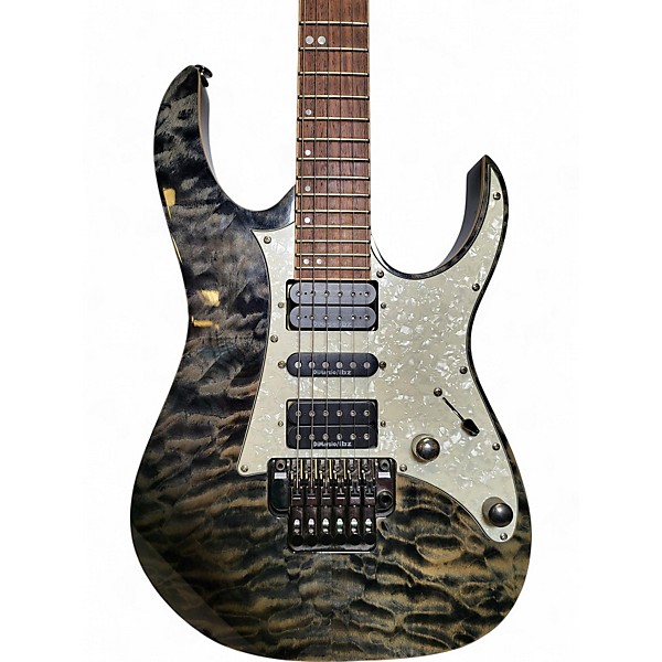 Used Ibanez RG950QM Premium Trans Charcoal Solid Body Electric Guitar