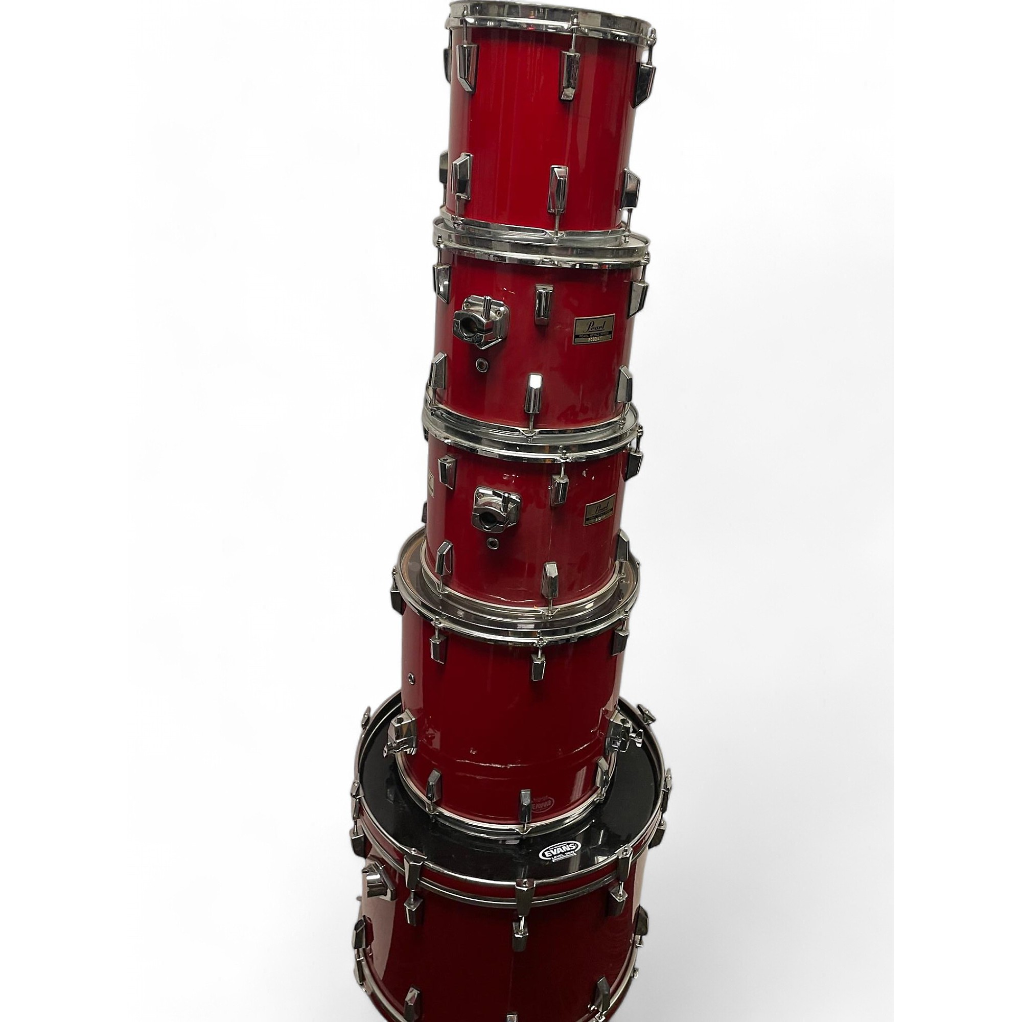 Used Pearl 5 piece World Series FERRARI RED Drum Kit FERRARI