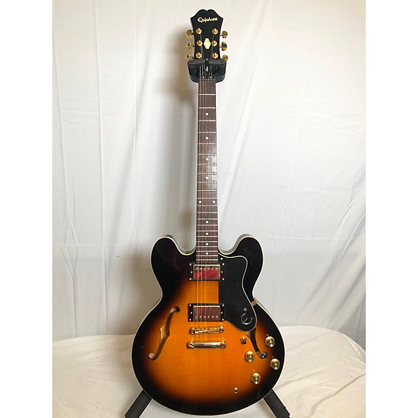 Used Epiphone Used Epiphone Dot Deluxe Flametop Vintage Sunburst Hollow  Body Electric Guitar Vintage Sunburst | Guitar Center