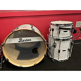 Used Barton Drums 3 piece Studio Custom Marine Pearl White Drum Kit