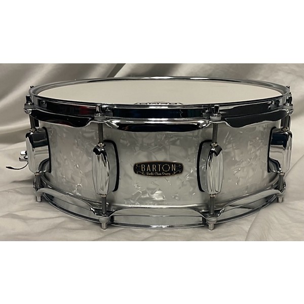 Used Barton Drums 5X14 Studio Custom Birch Drum White Marine Pearl