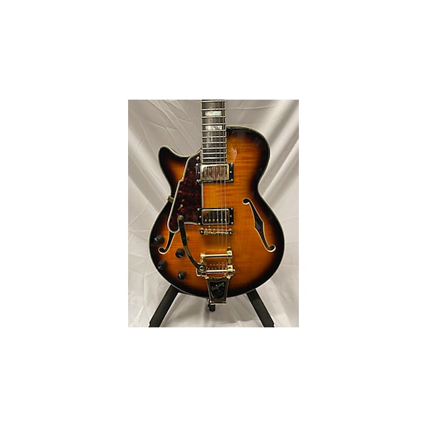 Used D'Angelico EX-SS Left Handed Iced Tea Burst Hollow Body Electric Guitar