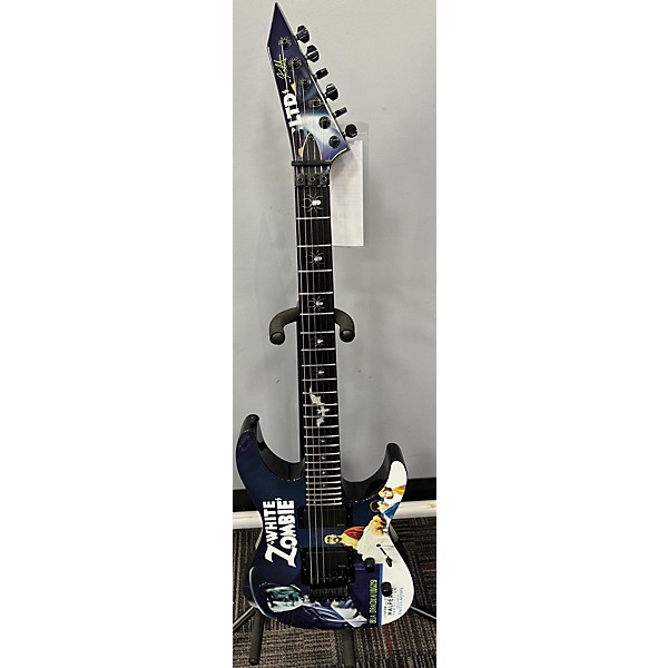 Used ESP LTD Kirk Hammett Signature White Zombie Solid Body Electric Guitar