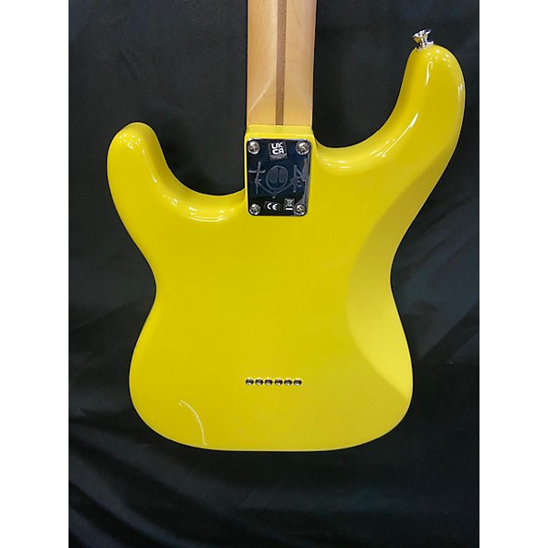 Used Fender Tom Delonge Signature Stratocaster Graffiti Yellow Solid Body Electric Guitar