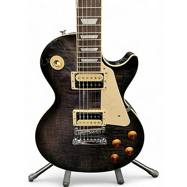 Used Gibson Used Gibson Les Paul Traditional Pro V Flame Top Trans Ebony Solid Body Electric Guitar