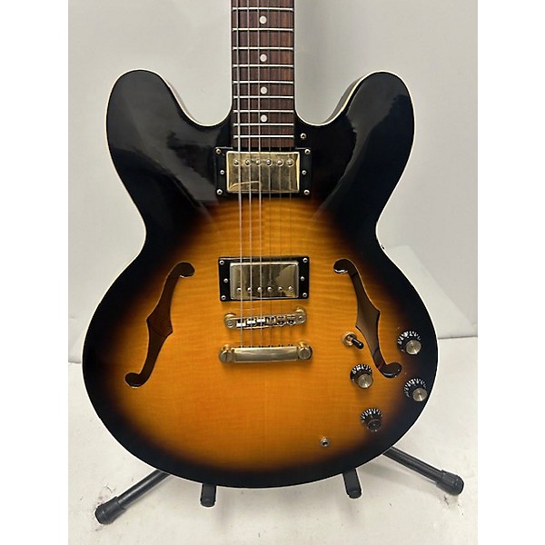 Used Epiphone Used Epiphone Dot Deluxe Flametop 2 Tone Sunburst Hollow Body Electric Guitar