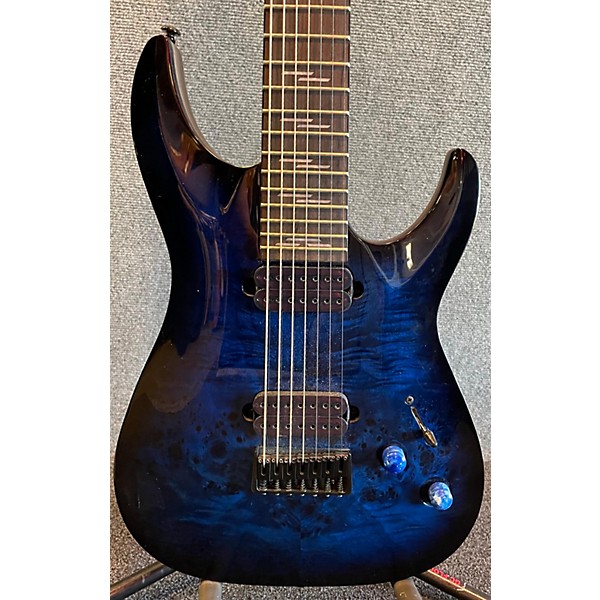 Used Schecter Guitar Research Used Schecter Guitar Research Omen Elite 7str See-Thru Blue Burst Solid Body Electric Guitar