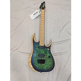 Used Ibanez Used Ibanez RGDIX6 Transparent Blue/Green Burl Solid Body Electric Guitar