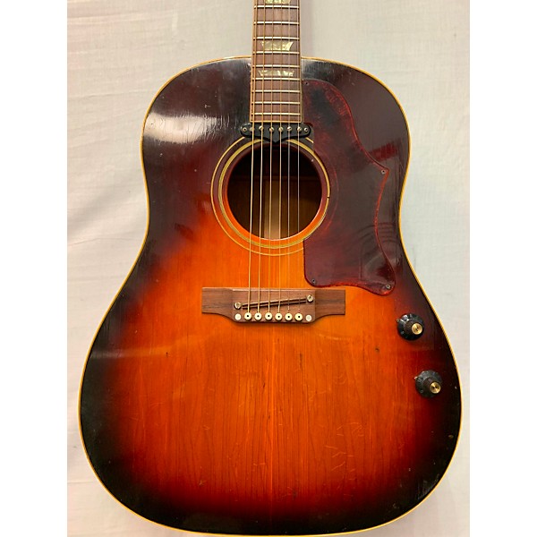 Vintage Gibson Vintage 1968 Gibson J160E 2 Color Sunburst Acoustic Electric Guitar