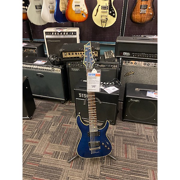 Used Schecter Guitar Research Used Schecter Guitar Research Hellraiser C7 7 String Blue Solid Body Electric Guitar