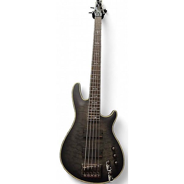 Used Schecter Guitar Research Hellraiser 5 String Black And Gray Electric Bass Guitar