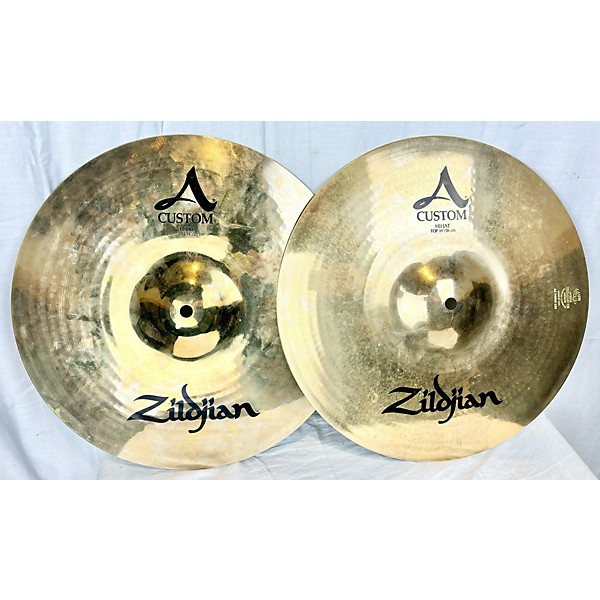 Used Zildjian 14in A Custom Hi Hat Pair Cymbal