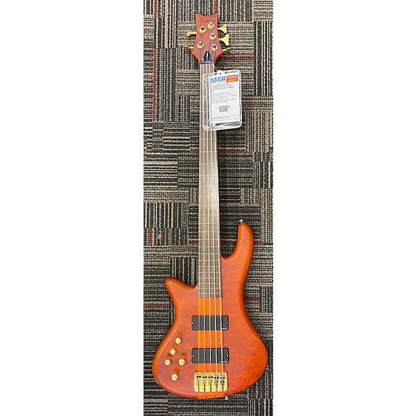 Used Schecter Guitar Research Stiletto Studio 5 String Fretless Left Handed Electric Bass Guitar