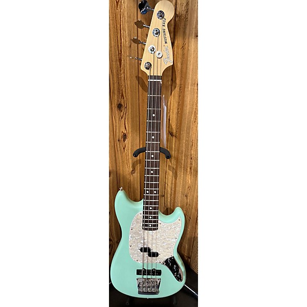 Used Fender American Performer Mustang Bass Surf Green Electric Bass Guitar