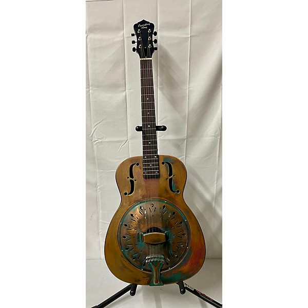 Used Recording King RM-997-VG Swamp Dog Metal Body Resonator Style-0 Distressed Vintage Green Acoustic Guitar