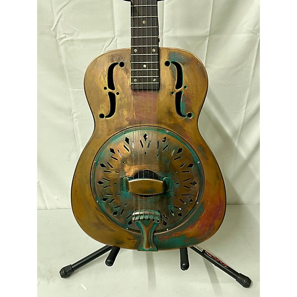 Used Recording King RM-997-VG Swamp Dog Metal Body Resonator Style-0 Distressed Vintage Green Acoustic Guitar