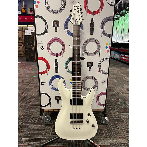 Used Schecter Guitar Research Demon 7 String Antique White Solid Body Electric Guitar