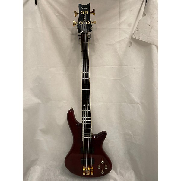 Used Used Schecter Guitar Research Stiletto Elite 4 String Crimson Red Trans Electric Bass Guitar