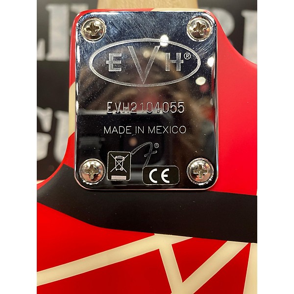 Used Evh Used EVH Striped Series 5150 Red With Black And White Stripes Solid Body Electric Guitar