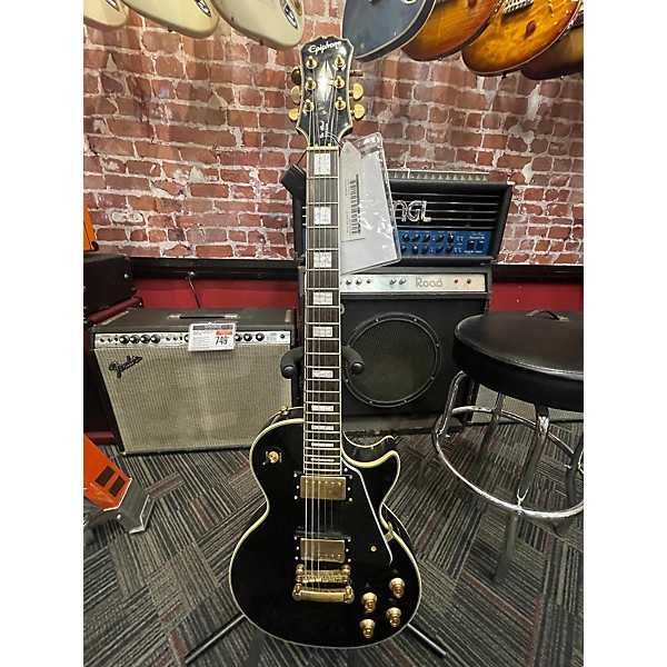 Used Epiphone Used Epiphone Les Paul Custom Black And Gold Solid Body Electric Guitar