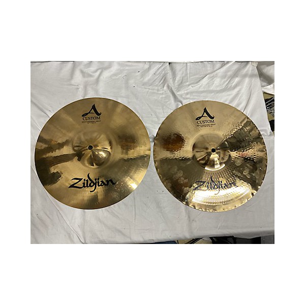 Used Zildjian 14in A Custom Mastersound Hi Hat Pair Cymbal