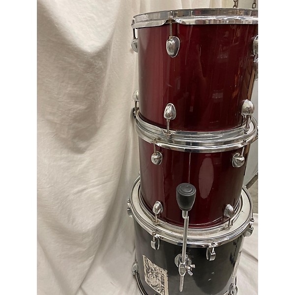 Used Used VLH 4 piece Drumset Red And Black Drum Kit