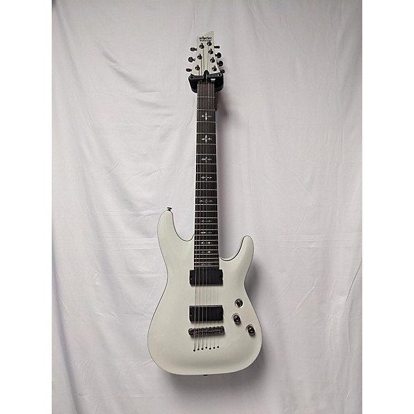 Used Schecter Guitar Research Used Schecter Guitar Research Demon 7 String White Solid Body Electric Guitar