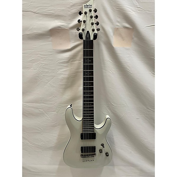 Used Schecter Guitar Research Used Schecter Guitar Research Demon 7 String White Solid Body Electric Guitar