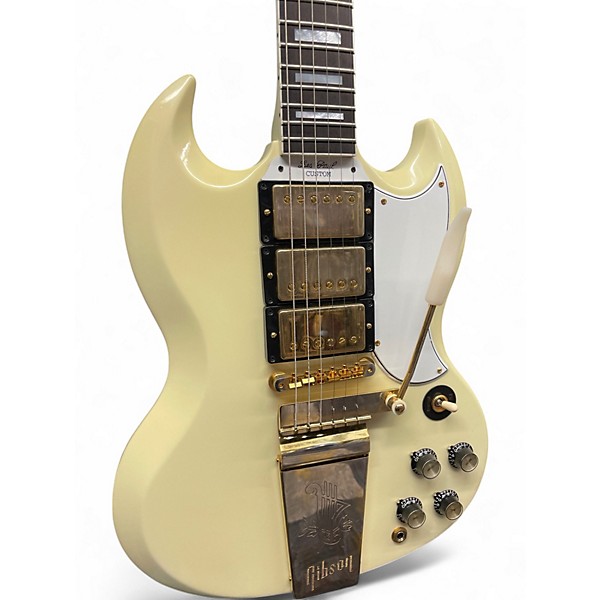 Used Gibson 1963 Les Paul SG Custom Reissue (Maestro Vibrola) Classic White Solid Body Electric Guitar