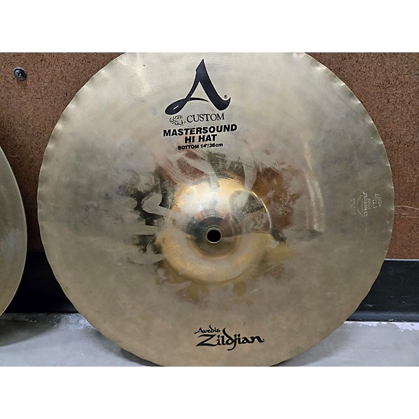 Used Zildjian 14in A Custom Mastersound Hi Hat Pair Cymbal