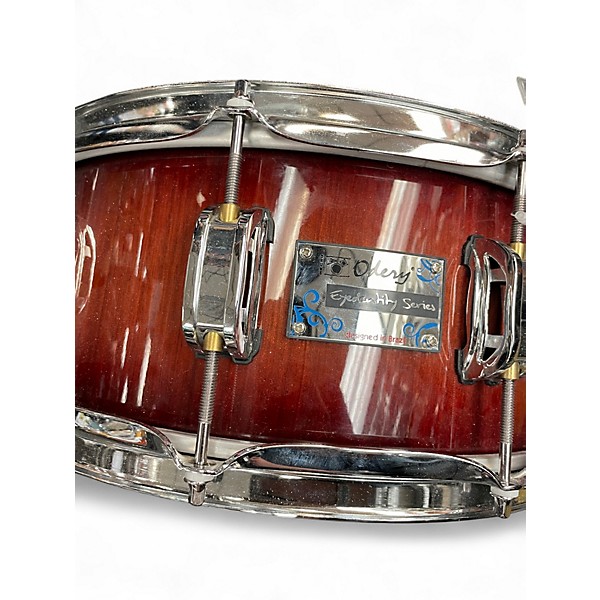 Used Odery 14X6.5 eyedentity Series Snare Trans Crimson Red Drum