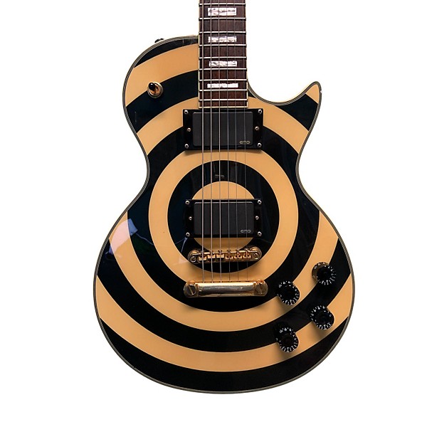 Used Epiphone Used Epiphone Zakk Wylde Bullseye Les Paul Custom Plus Black And White Solid Body Electric Guitar