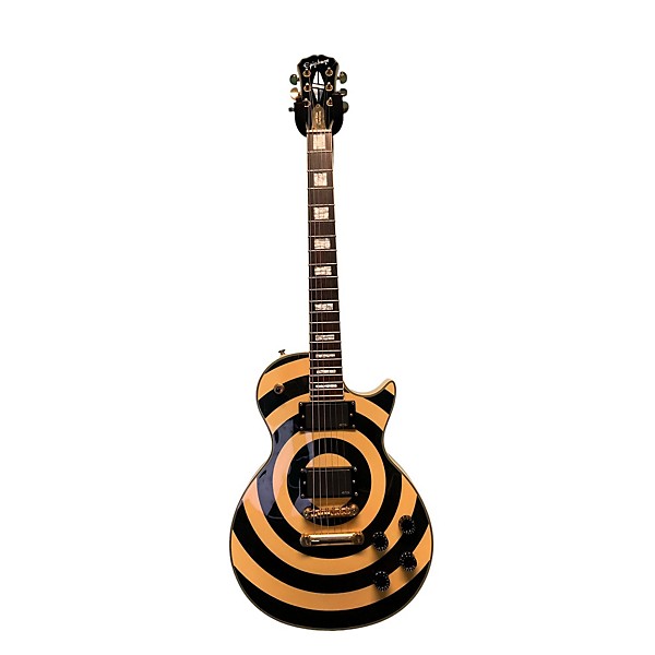 Used Epiphone Used Epiphone Zakk Wylde Bullseye Les Paul Custom Plus Black And White Solid Body Electric Guitar