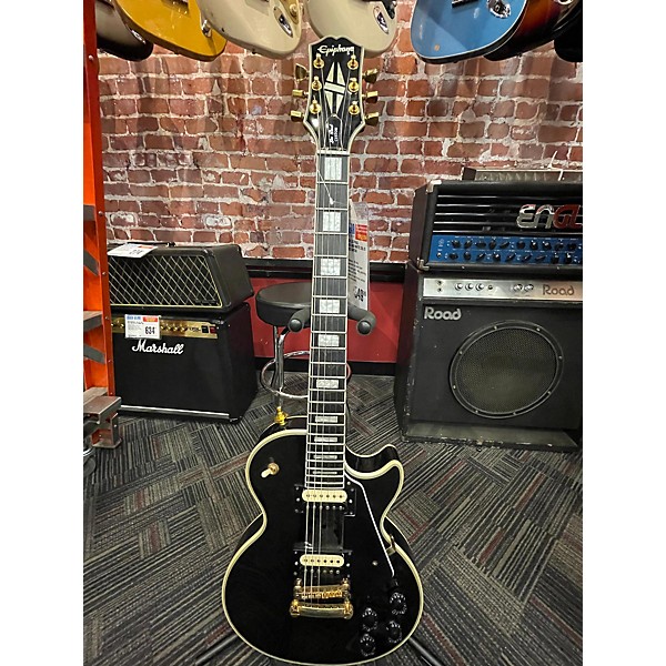 Used Epiphone Used Epiphone Les Paul Custom Black And White Solid Body Electric Guitar