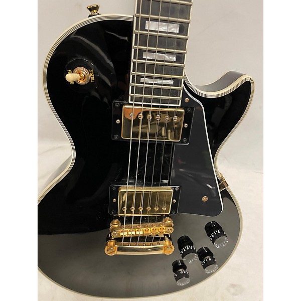 Used Epiphone Used Epiphone Les Paul Custom Black And Gold Solid Body Electric Guitar