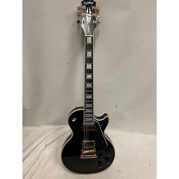 Used Epiphone Used Epiphone Les Paul Custom Black And Gold Solid Body Electric Guitar